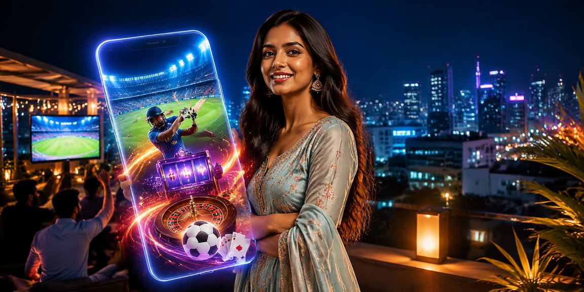 Indian young woman using mobile sports betting app