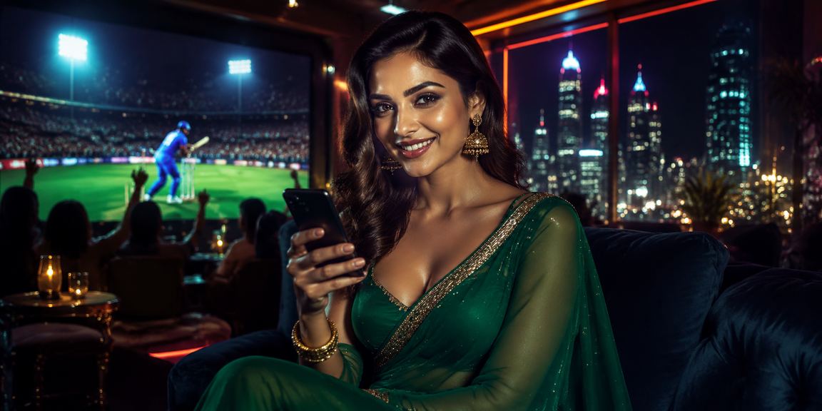 Indian woman playing rummy cards and betting online using mobile phone